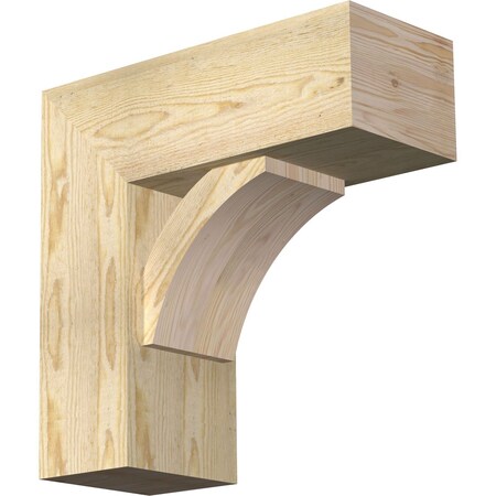 Ekena Millwork Thorton Block Rough Sawn Bracket w/ Offset Brace, Douglas Fir, 8"W x 20"D x 20"H BKT0806X20X20THR05RDF